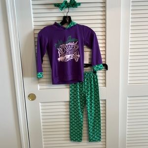 Girls Cat & Cole long sleeve hooded top with pants and headband - size 6